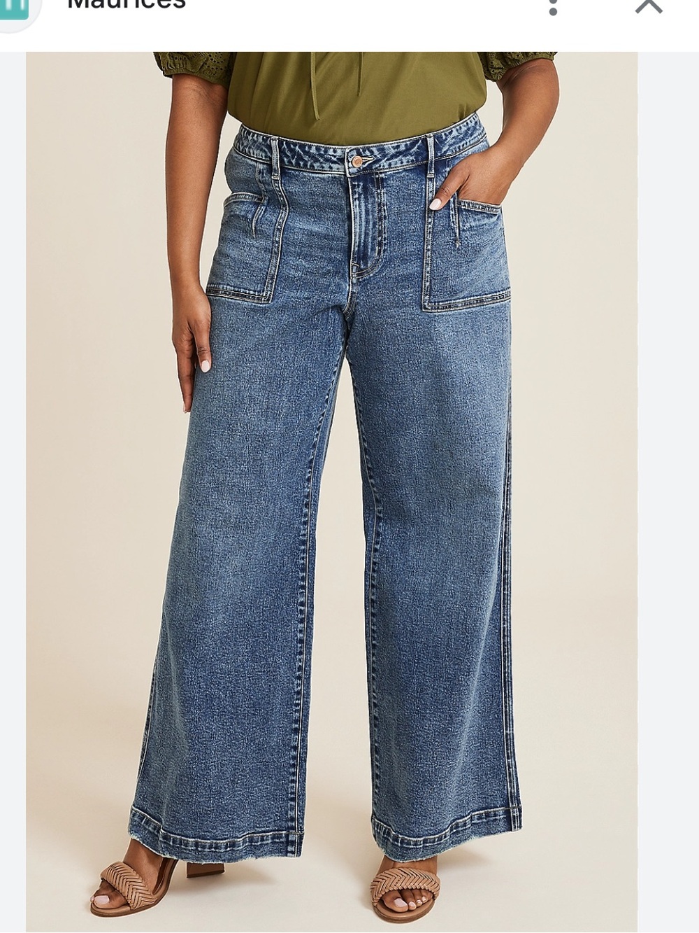 M Jeans by Maurices NWT High‎ Rise Wide Leg Jeans 10 Blue Sailor Stretch